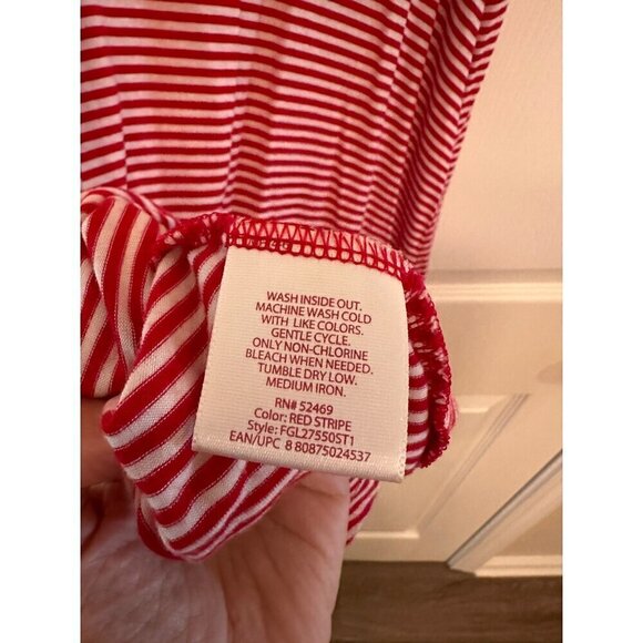 Red and White Striped Soft Cotton Dress Size Small - Picture 3 of 5